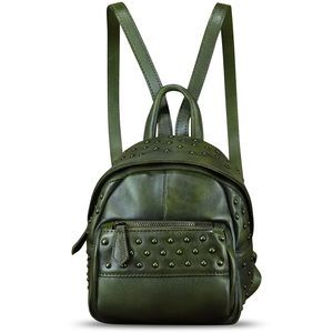 Leather Backpack Purse for Women Vintage Small Casual Daypack💝